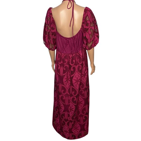 June + Vie Women's Plus Eyelet Sleeve Embroidered Peasant Dress 14/16 Rumba Red - Picture 3 of 12